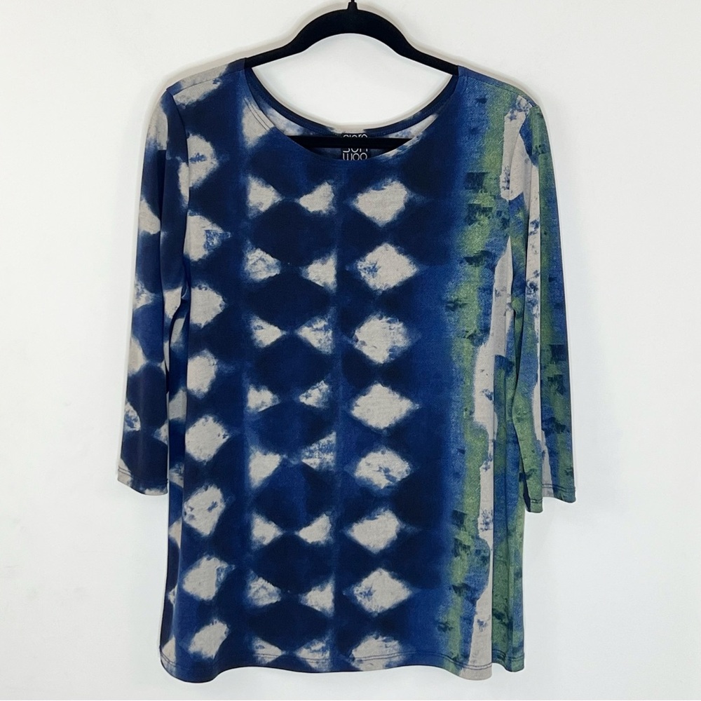 Clara Sun Woo 3/4 Sleeve Slinky Knit Art to Wear Top Size Small